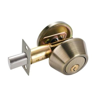 Imagem de Baoblaze Fechadura de porta de ferrolho único, ferragem de cilindro único, resistente, antirroubo, maçaneta de porta de entrada moderna com chaves para, Marrom