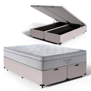 Imagem de Cama Box Baú Queen Colchão Molas Ensacadas Ortobom SuperPocket Freedom