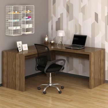 Imagem de Mesa para Escritório em L Angular Me4116 com Cadeira Diretor Tela Mesh Tok 3310 Nogal/Preto