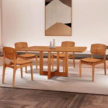 Imagem de Mesa Patros Tampo 120 Laminado Barril com 4 Cadeiras Malta Gold Moderna Mobília