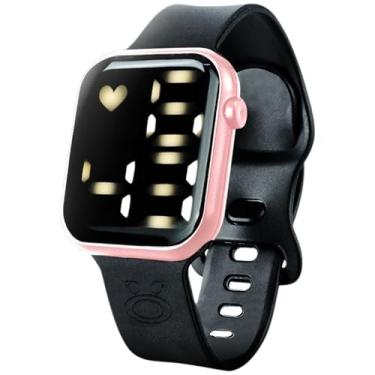 Imagem de Relógio Feminino Digital Quadrado Rosa Preto Prova D’água Medio Presente Moderno Casual Moda Mulheres Atuais Simples Uso Leve Versatil