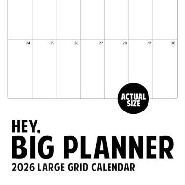 Imagem de Calendário de grade grande 2026 | Calendário de parede de grade grande mínimo de 30,5 cm x 61 cm | Prensa de mármore da cidade: Hey Big Planner | Moderno preto e branco | Calendário 2026-2027