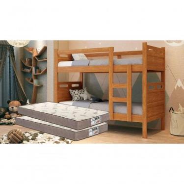 Imagem de Beliche Robusto C/ 2 Colchões Confortáveis - Kit Completo Nature - FÊN