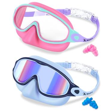 Imagem de Keary Óculos de natação infantis com cobertura de nariz, óculos de natação para crianças de 6 a 14 a 8 a 12 anos, 4 a 7, 3 a 6 anos, máscara de mergulho com snorkel para crianças, crianças, crianças