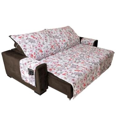 Imagem de Capa para Sofá Retrátil 1,80m 2 Lugares Estampada | Protetor Reclinável e Retrátil |Lavável Antiderrapante Ajustável | Proteção Contra Sujeira Manchas Pets Crianças Decoração (Valentina (Vermelho))