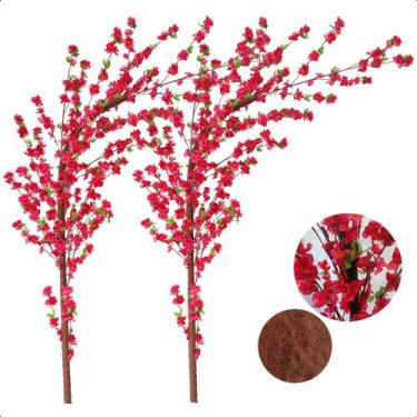 Imagem de Kit 2 Cerejeira Curva Arvore Artificial Pessegueira Sem Vaso Decoração
