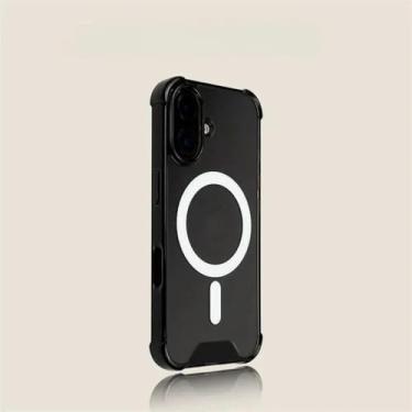 Imagem de Capa de celular transparente com carregamento sem fio de luxo para iPhone 11, 12, 13, 14, 15, 16 Pro Max Plus, capa protetora magnética transparente (para iPhone 14/1)