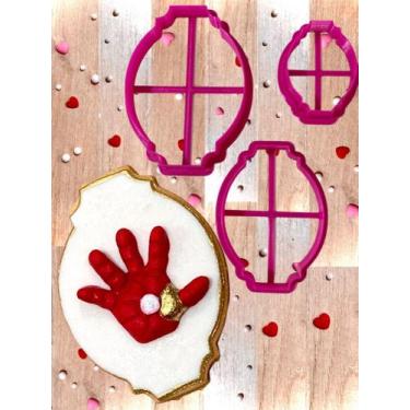 Imagem de KC5 Kit com 3 cortadores MOLDURAS OVAL confeitaria pasta americana - c