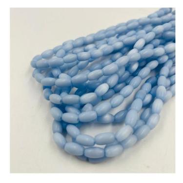 Imagem de 3 Fios de Pedras Arroz 10x5mm 105un Azul Claro 30cm Arte - Macall