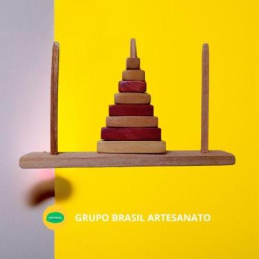 Imagem de Jogo TORRE DE HANÓI  Quebra-cabeça  Madeira 25cm - Grupo Brasil Artesa