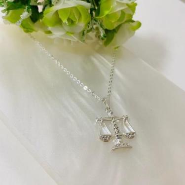 Imagem de Colar Profissão Direito Com Strass Folheado A Prata - Milena Joias