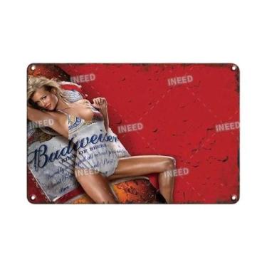 Imagem de Placa De Parede De Metal Vintage Com Logotipo Da Budweiser, Para Decor