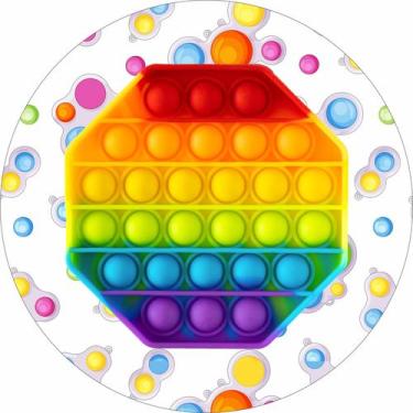 Imagem de Painel de Tecido Sublimado Redondo Pop it Fidget Toy Hexágono Arco Íri