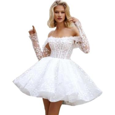 Imagem de Vestido de noiva Yuxin 2024 Off Shoulder A Line Ball Gown branco