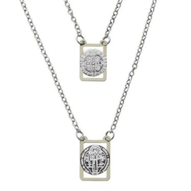 Imagem de Escapulário São Bento Aço Inox Recortado 1,50X32 Cm - Lua Mística Orig