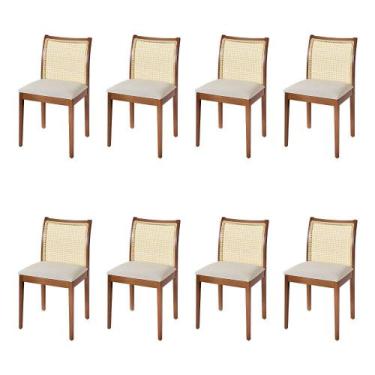 Imagem de Jogo 8 Cadeiras de Jantar Juliana Jequitibá Terra em Madeira Maciça En