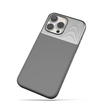 Imagem de Atom Studios Capa Magnética Alara para iPhone 15 Pro Max, Compatível com Magsafe, Proteção Contra Quedas de 3 Metros, Proteção EMF, Materiais Sustentáveis Premium, Prata/Cinza Ártico