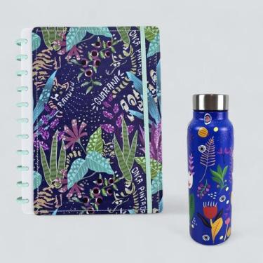 Imagem de Caderno Inteligente C/ Garrafa 800ml Inox Floridos Coleção - MultiA, A