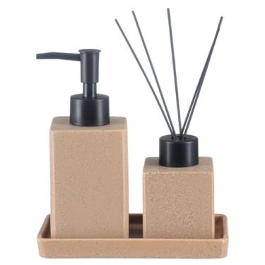 Imagem de Conjunto Lavabo Banheiro Saboneteira Líquida Difusor / 908 (Nude)