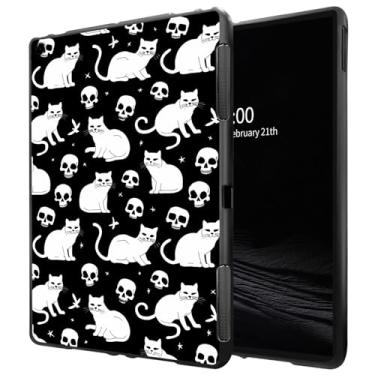 Imagem de Capa para iPad 9ª geração/iPad 8ª geração/iPad 7ª geração (10,2 polegadas, modelo 2021/2020/2019) Capa protetora de TPU macio de borracha TPU fosca, gatos brancos e caveiras