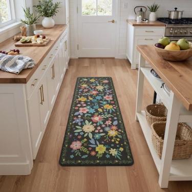 Imagem de GENIMO Tapetes de cozinha para chão, tapetes de cozinha acolchoados, antiderrapantes, lavável, tapete antifadiga para casa de fazenda, impermeável, tapete de espuma confortável para lavanderia