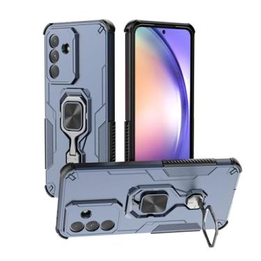 Imagem de SORAKA Capa para Samsung Galaxy A56 5G com suporte de metal rotativo de 360 graus peça magnética de ferro para suporte magnético de telefone para carro azul