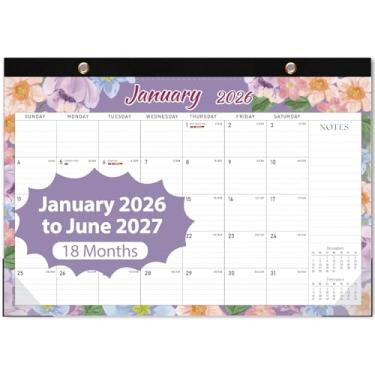 Imagem de Calendário de mesa 2026, calendário de 18 meses 2026 até dezembro de 2027, calendário sazonal grande de 43,2 x 30,5 cm para mesa/parede, ideal para material de escritório escolar em casa