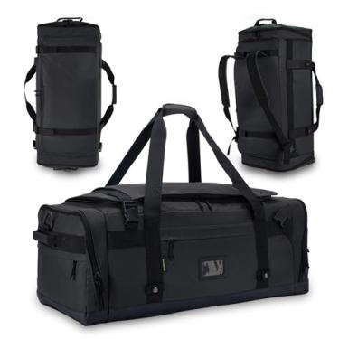 Imagem de Bolsa de viagem grande para homens e mulheres, mochila dobrável para academia, bolsas de lona militares táticas resistentes, extra grande com bolsos para sapatos, impermeável (80L/103L), Preto, M(80L)