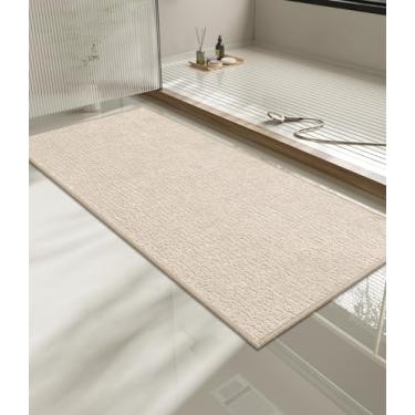 Imagem de chakme Tapete de banheiro 149 x 24, tapete de banho ultrafino antiderrapante de secagem rápida para piso de banheiro, (bege claro, 150 x 61 cm)