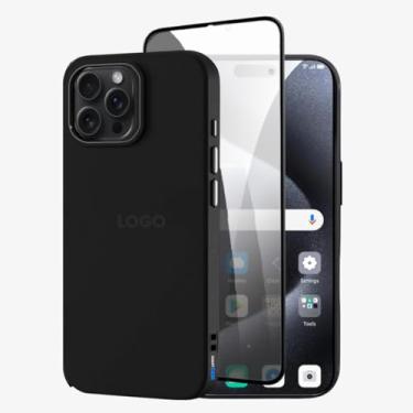 Imagem de Kit Capa Capinha Case Proteção Premium Preta Anti Impactos + Película de Privacidade (iPhone 15 Pro)