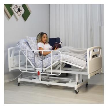Imagem de Cama Hospitalar Motorizada 2 Movimentos Altura Fixa e Grades de Aço Premium