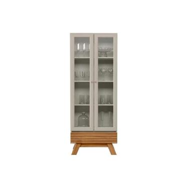 Imagem de Cristaleira Sala Jantar Marsalla 2 Portas 1 Gav Ripada Nature/Off White - Linea Brasil