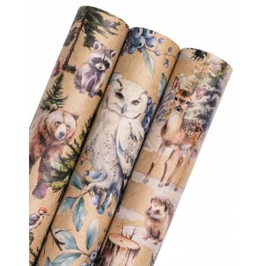 Imagem de Rolo de papel de embrulho de Natal WRAPAHOLIC Kraft 3 Rolls