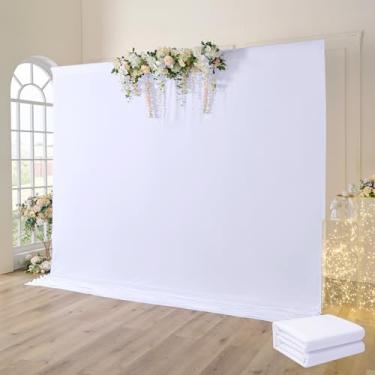 Imagem de Cortinas de fundo brancas de 3 x 3 m para festas, poliéster sem vincos, 1 painel de 3 m de largura, pano de fundo para fotos, design de um painel, pano de fundo para casamento, aniversário, chá de