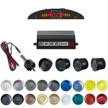 Imagem de SANDETOUN Kit de sensor de estacionamento, kit de sensor de reserva, sensor reverso para carro, 18 opções de cores para sondas, alarme ajustável, volume, sensor profissional de reversa para carro