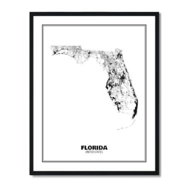 Imagem de Susie Arts Pôster com impressão artística abstrata de mapa de rua do estado da Flórida, 20 x 25,4 cm, decoração de parede, casa, escritório, escola, sds008