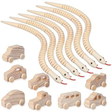 Imagem de Toyvian 1 Conjunto de Brinquedos de Madeira: Brinquedos de Carrinhos Flexíveis Inacabados Que Balançam E Empurram, Artesanato de Pintura de Madeira para Crianças, Modelo de Animal Em Tela Em Branco