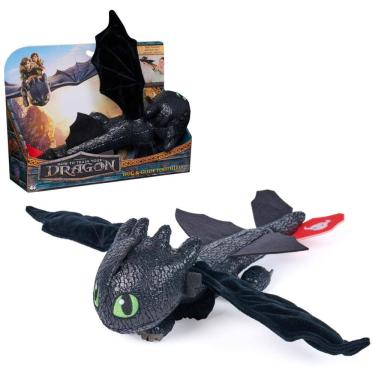 Imagem de Pelúcia Dreamworks Dragões Como Treinar o Seu Dragão, Toothless Abraço e Planador, Brinquedo de Pelúcia de 30 cm, Presente para Crianças