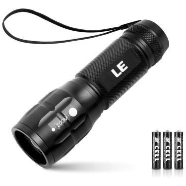 Imagem de Lanterna LED LE CREE Fabricado em Liga de Alumínio Resistente à D Pilhas AAA, LIGHTING EVER 1200012, Preto