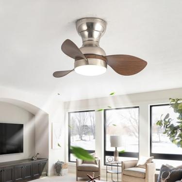 Imagem de Ventiladores de teto pequenos para sala de estar com luzes Ventiladores de teto silenciosos reversíveis com controle remoto Ventiladores de teto modernos de 6 velocidades com lâmpadas Tempor