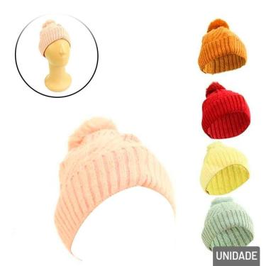 Imagem de Touca Adulto Poliéster Forro Felpudo Pompom Color - Tudo em Caixa