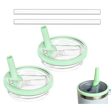 Imagem de Pacote com 2 tampas de canudo de 850 g compatíveis com Stanley Quencher, substituição de tampa à prova de vazamento para Stanley H2.0 FlowState Tumbler Stanley H2.0 FlowState, reutilizável à prova de