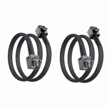 Imagem de ipolex Cabo Mini SAS HD interno SFF-8643 para SFF-8643 com banda lateral, suporta até 4 pistas de dados SAS, funciona com servidor, cartão de ataque e controlador PCI Express, 0,5 m, pacote com 2