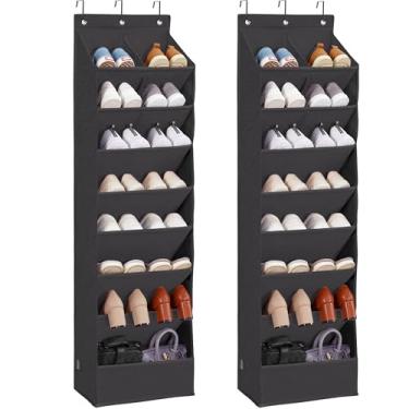 Imagem de STORAGEIDEAS Organizador de porta com 10 bolsos extra grandes, 23 pares de sapatos, organizador de armazenamento de pendurar de grande capacidade para sapatos, fraldas, preto, 8 camadas, pacote com 2