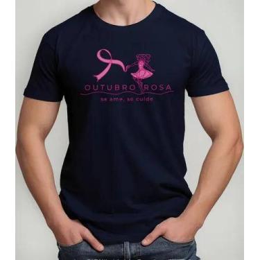 Imagem de Camiseta Camisa Feminina Masculina Algodão Campanha Outubro Rosa Preve