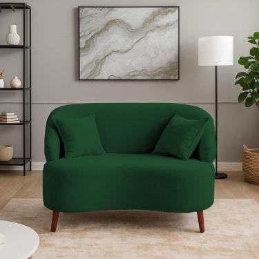 Imagem de Sofá Orgânico Curvo 2 Lugares Feijão Suede Verde