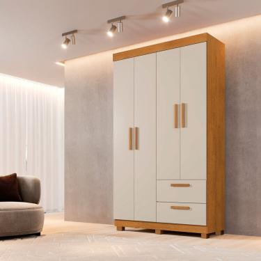 Imagem de Guarda-roupa 4 Portas 2 Gavetas 100% Mdf Flórida Espresso Móveis Cinamomo/Off White