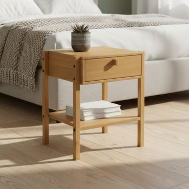 Imagem de Mesa de Cabeceira 1 Gaveta Madeira Maciça Flórida Nozes