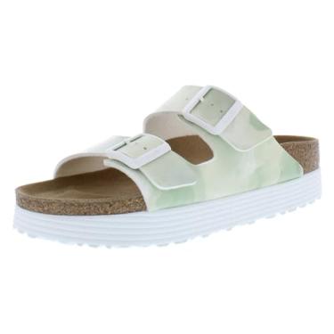 Imagem de Birkenstock Palmilha feminina Arizona macia - couro (unissex), Aquarela, cáqui, 8 Narrow Women/6 Narrow Men