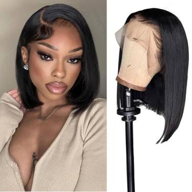 Imagem de Bob Wig Turno Blue HD Lace Front 100% cabelo humano 25 cm - urno ble